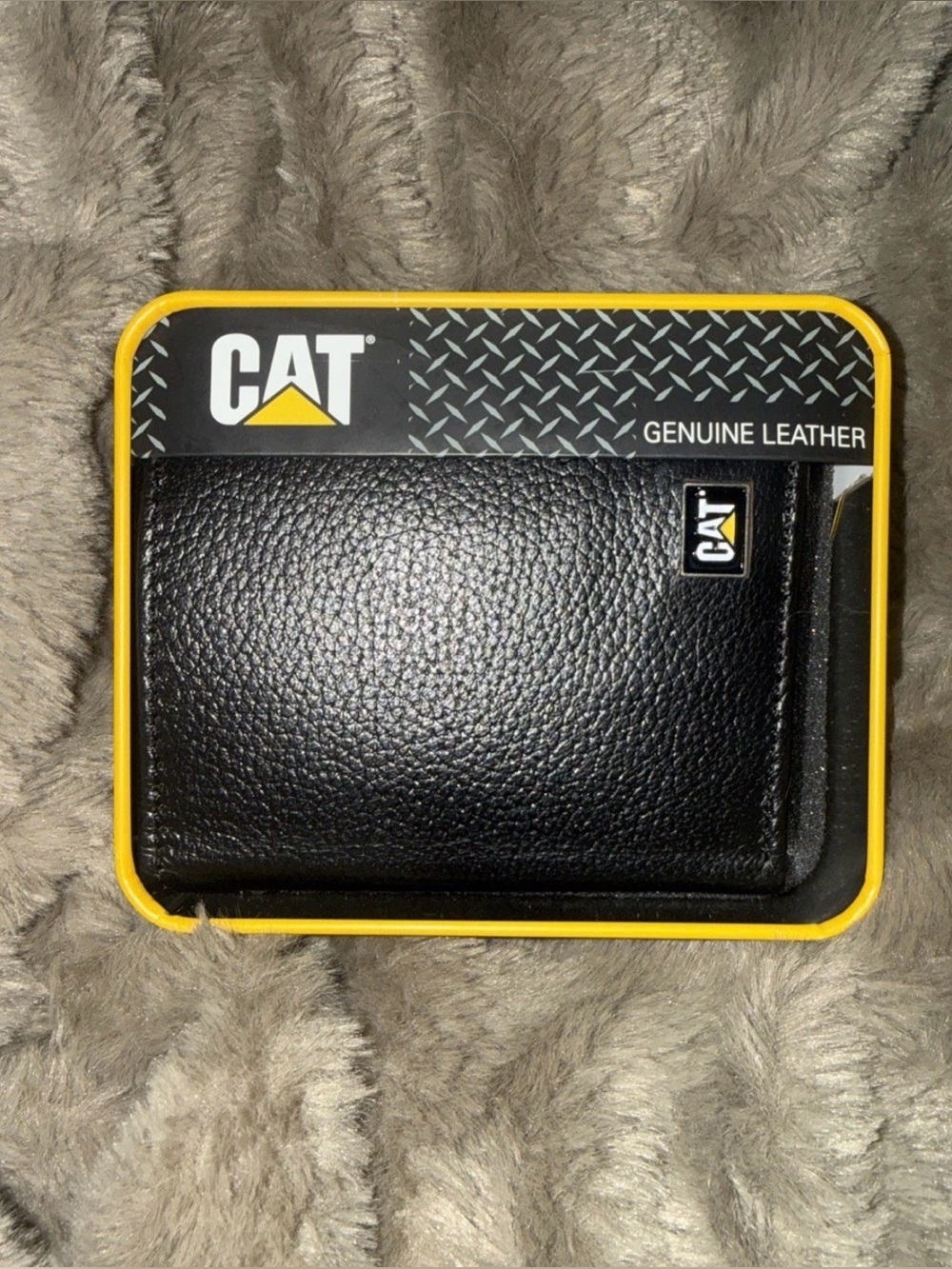 CAT Caterpillar TrifoldLeather RFID Shield Protection Wallet Emboss Logo - Black
